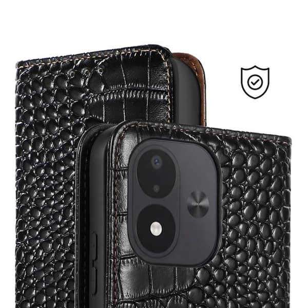 RFID-skyddande plånboksfodral i svart krokodilskinn för Xiaomi Redmi Note 17 Svart