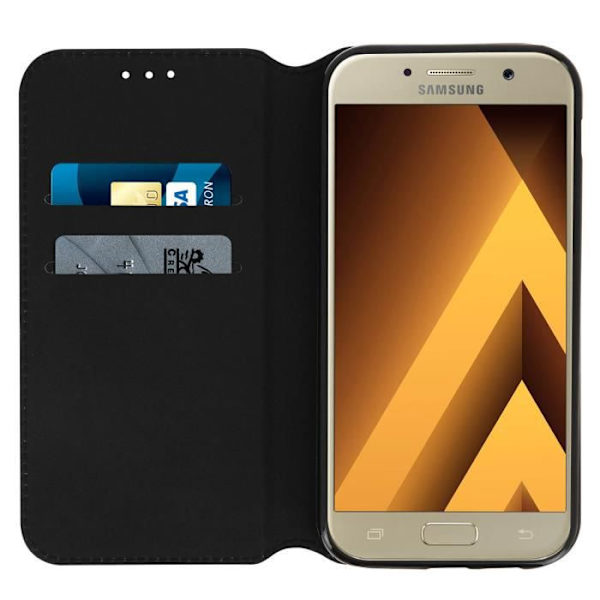 Husklap til tegnebog - AVIZAR - Samsung Galaxy A3 2017 - Sort - Semi-rigid - Støttefunktion Svart