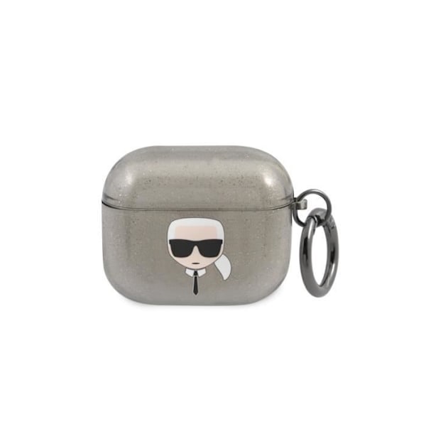 Coque för Airpods 3 - KARL LAGERFELD - Glitter Chic i högkvalitativ TPU - Svart / Silver Svart