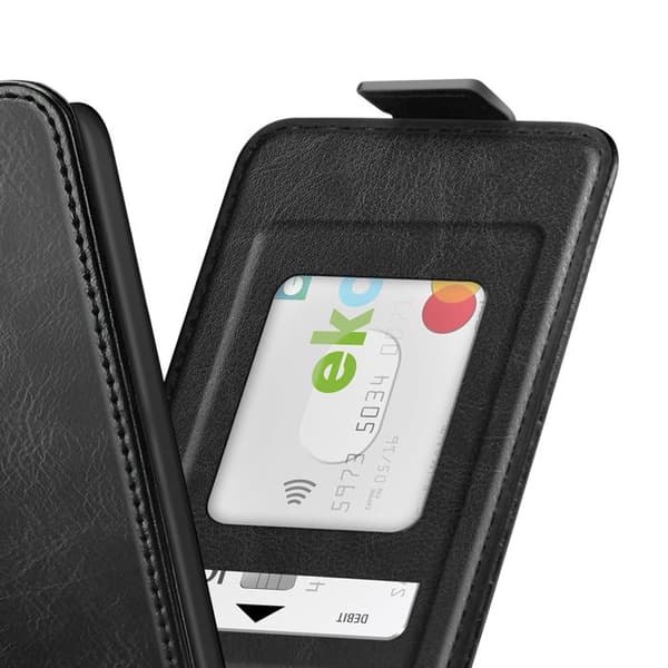 Vertikal Etui til Redmi Note 15 med Kortlomme og Støttefunktion Sort Svart
