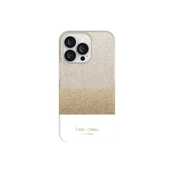 Kate Spade Gold Glitter Block iPhone 13 Pro -kotelo Vit