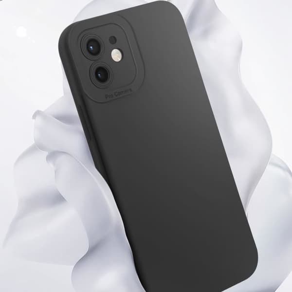 Cover til iPhone 12 - AVIZAR - Silikone Mat - Kamera Beskyttelse - Sort - Soft-touch Finish Svart