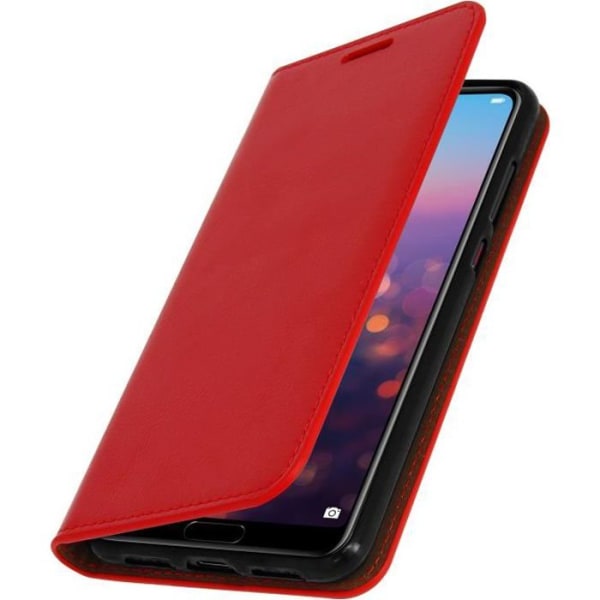 Etui - AVIZAR - Huawei P20 Pro - Ægte læder - Rød - Video support funktion Röd