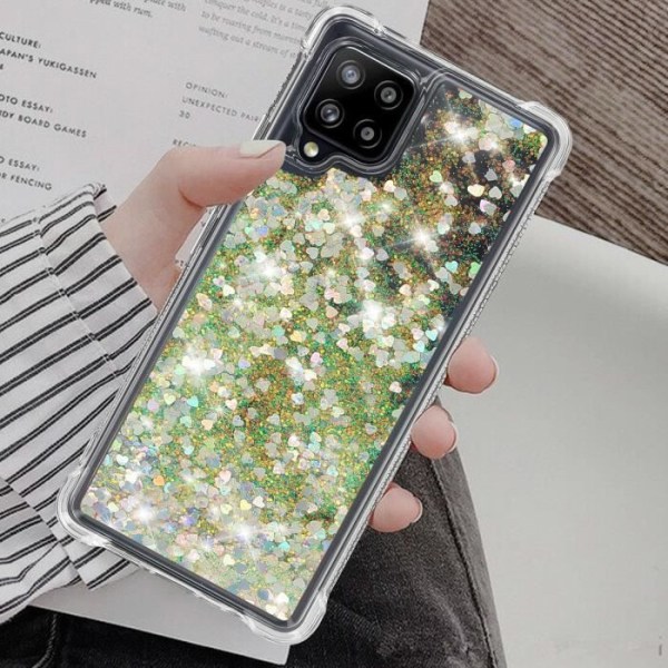 Suojakuori Samsung Galaxy A42 5G Joustava Puskuri Glitter Tiimalasiefekti Hopea