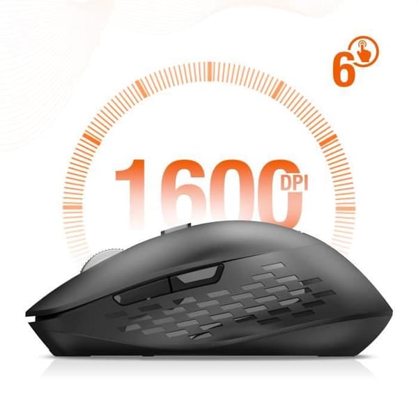 Trådlös Mus - LinQ - WiFi och Bluetooth - Typ-C Laddning - Ergonomisk - 1600 DPI Svart