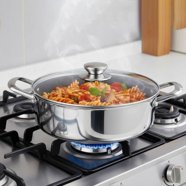 Sautépanna 28 cm - CHEFFINGER - Bee-honeycomb - Rostfritt stål - Glaslock - Non-stick Grå