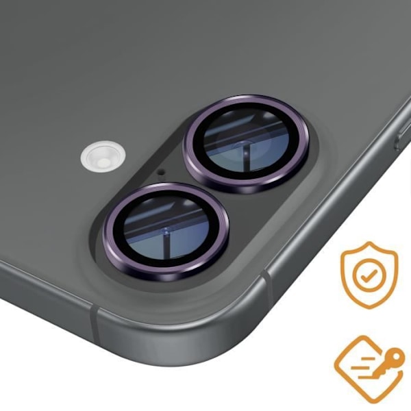 Härdat glas kamera för iPhone 16 Plus Hårdhet 9H Rep-resistant Lila Lila