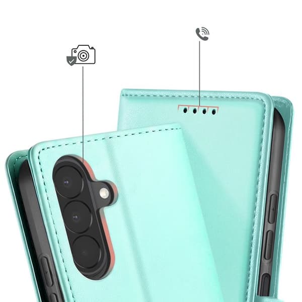 Plånboksfodral för Galaxy A27 Läderlook Sytt med Stödfunktion Blågrön Blå