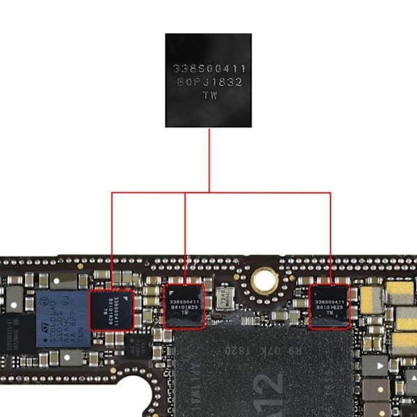 Äänenhallinnan IC-siru - AVIZAR - iPhone 12, 11, XS Max ja XS Black - Palauttaa äänenlaadun Svart