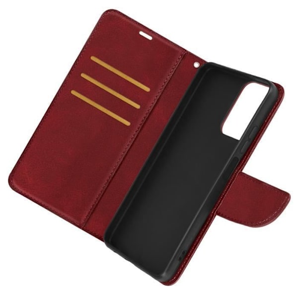 Fodral till Motorola Moto G34 - AVIZAR - Flip Wallet Support Handledsrem - Röd - Syntet - Flik Röd