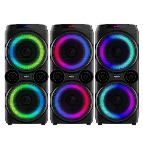 Mobiili DJ-kaiutin akulla Pickering ULTIMAT500, 500 W, 25 cm Boomers, RGB LED RING, USB Bluetooth FM-radio, TWS, mikrofoni