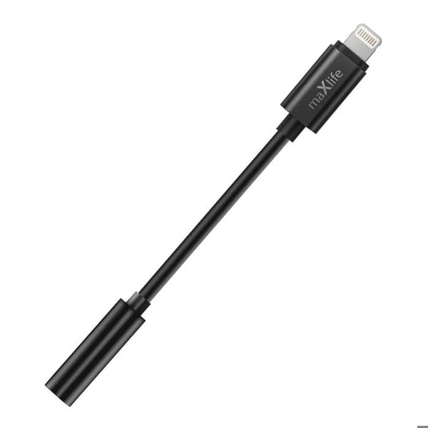 Audio Jack 3.5mm Hun til Lightning Han Kompakt 13.5cm Maxlife Sort