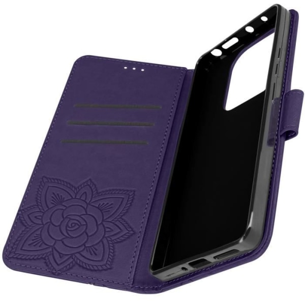 Mandala Butterfly Case til Redmi Note 13 Pro Wallet Håndledsrem Mørk Lilla Lila