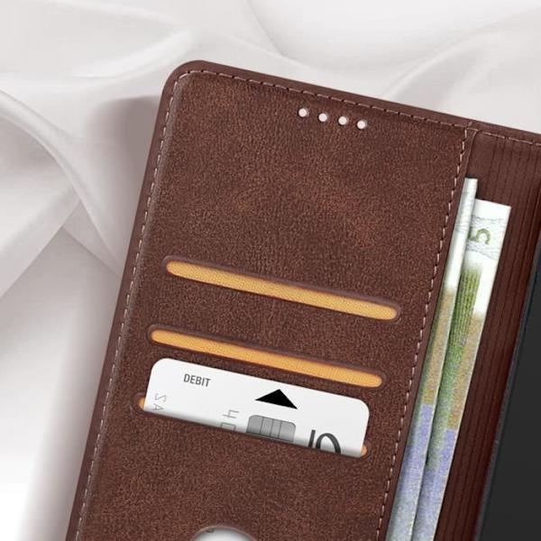 Plånboksfodral till Xiaomi Poco X6 Pro Magnetic Flip Stand Mörkbrun