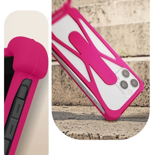 Coque - ADVARSE - Universel - Blød Silikone - Stødabsorberende - Stander Support - Fuchsia Fuchsia