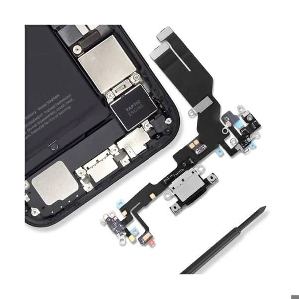 USB-C opladerstik til iPhone 16 med mikrofon og kabel i sort Svart