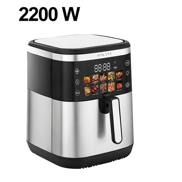 Luftfritös 10L 2200W med Touchscreen Snabb Matlagning Sokany Svart / Silver Svart