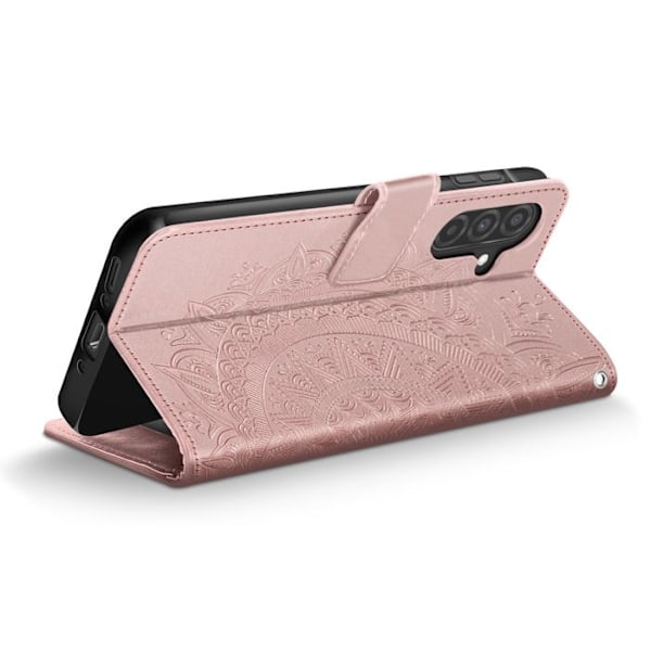 Étui Fleurs Mandala för Samsung Galaxy A26 Plånbok med Handledsrem Roséguld Rosa