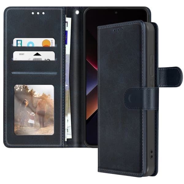 Smartphonefodral - Xiaomi - Poco X7 Pro - Konstläder - Mörkblå - Videostöd Blå