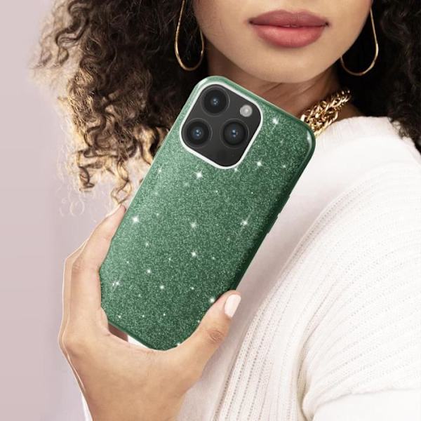 iPhone 14 Pro Avtagbart Glitter Halvstyvt silikonfodral Grönt Grön