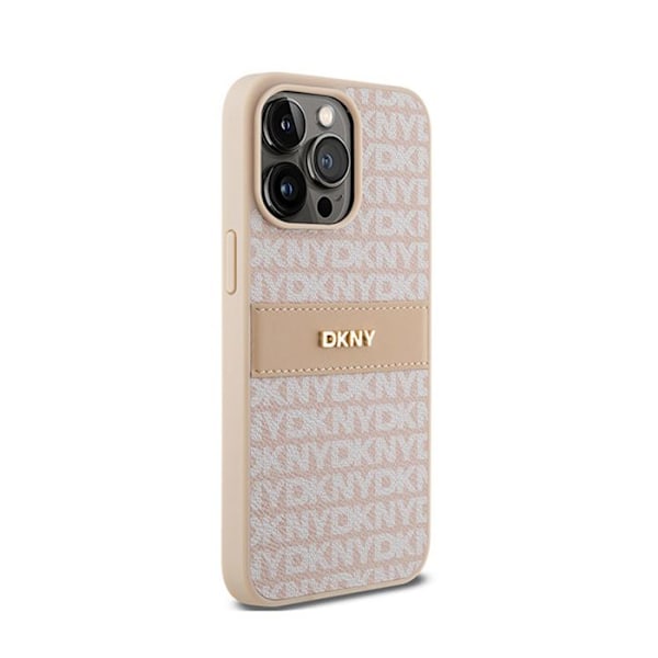 DKNY Læder Mono Stripe & Metal Logo - Etui til iPhone 15 Pro Max (Pink)