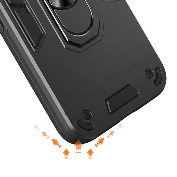 Stødabsorberende cover til Google Pixel 11 Pro XL med ring og kameradæksel i sort Svart