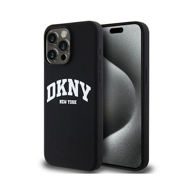 DKNY Liquid Silicone White Logo Print MagSafe - Etui til iPhone 15 Pro Max (sort)