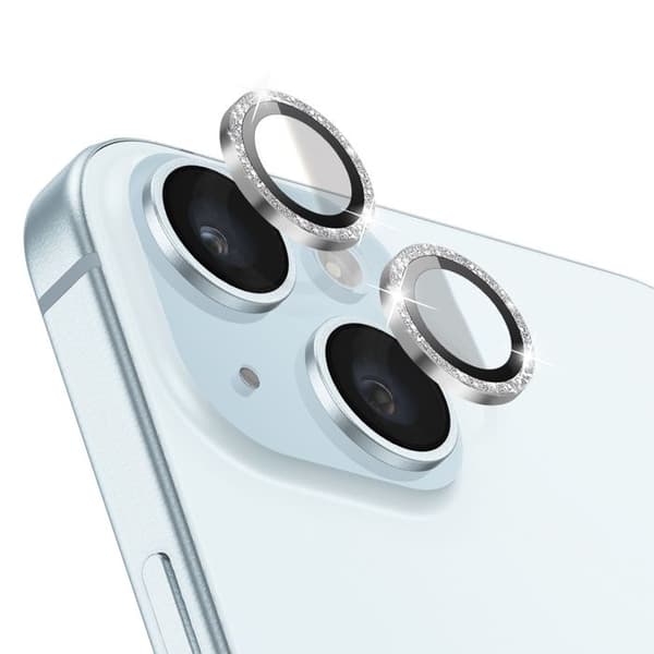 Skyddskamera för iPhone 15 / 15 Plus i härdat glas och förstärkt aluminium Zanaé Silver Grå