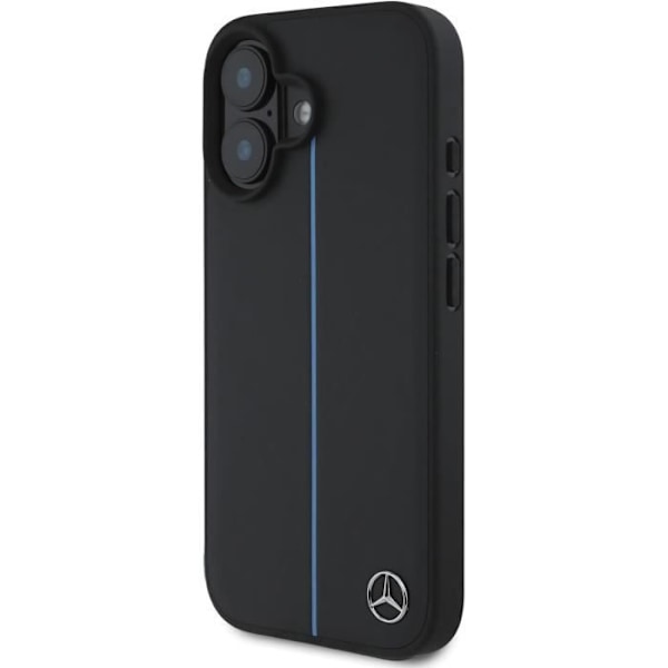 CG Mobile Mercedes-Benz HC telefonetui til iPhone 16 i blåt læder med sort linje Blå