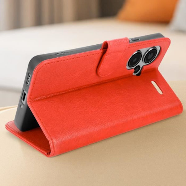 Kotelo Xiaomi Redmi Note 13 Pro Plus -puhelimelle - AVIZAR - Lompakon ja videon tuki - punainen Röd