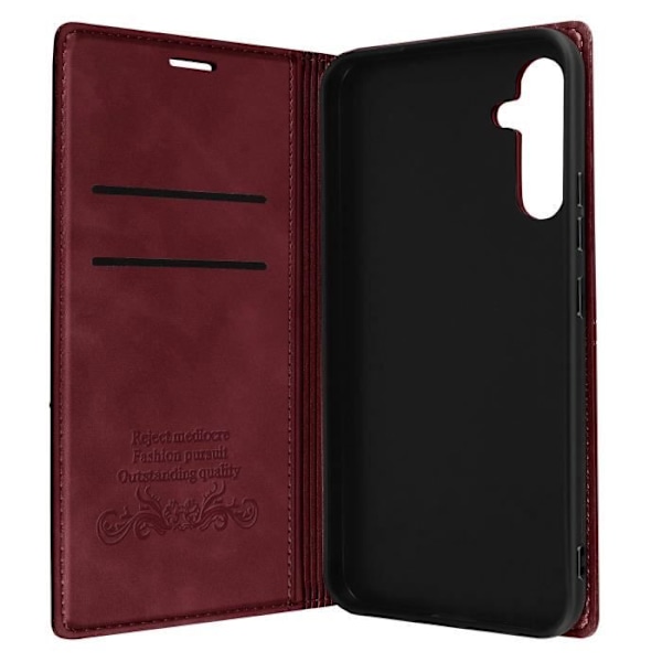 Foliofodral - Samsung - Galaxy A34 5G - Magnetlock - Heltäckande skydd - Röd konstläder Bordeaux