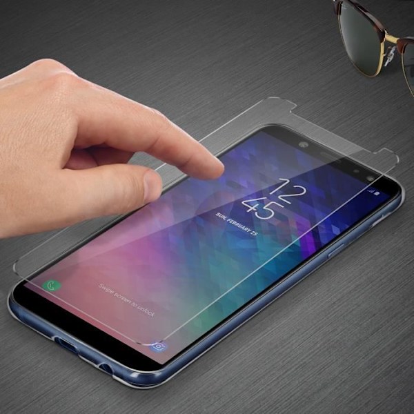 Takakansi + näytön karkaistu lasikalvo Samsung Galaxy A6:lle - Läpinäkyvä transparent
