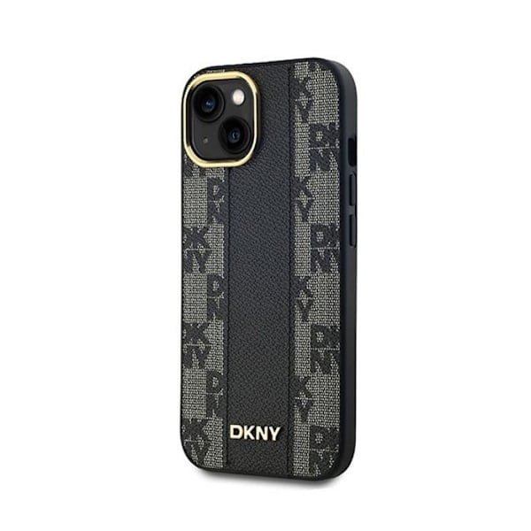 DKNY Checkered Leather Mono Pattern MagSafe - Kotelo iPhonelle 15/14/13 (musta)