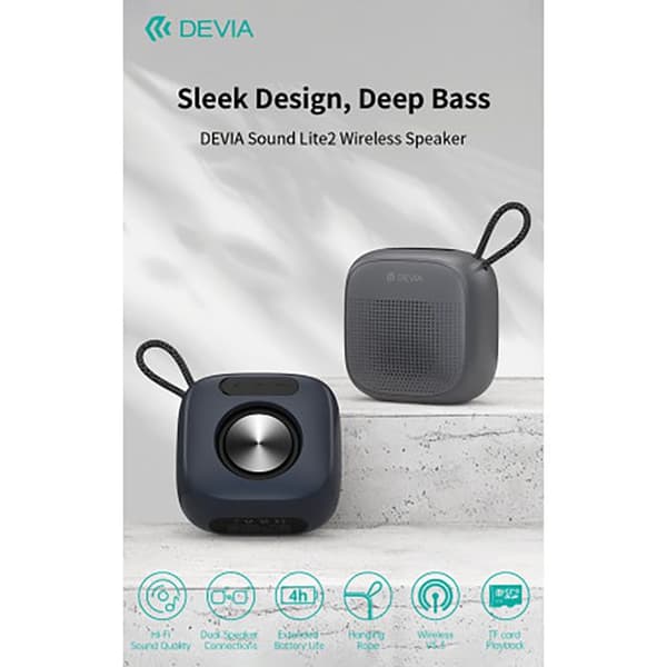 Bluetooth-kaiutin - Devia - Sound Lite 2 - 10W - Ultra kompakti - Akunkesto 4h Svart