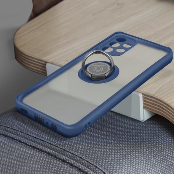 Galaxy A52 og A52s Cover Bi-materiale Metal Ring Blå Support Funktion Blå