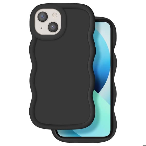 Cover til iPhone 13 - AVIZAR - Candy - Stødabsorberende silikone - Sort - Moderne design Svart