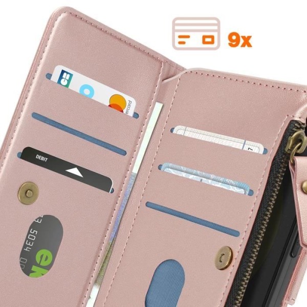 Plånboksfodral till Samsung Galaxy S24 - AVIZAR - Rosa - Multilagring - Videostöd Rosa