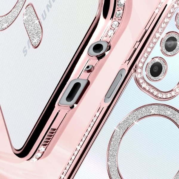 Diamant etui til Samsung Galaxy A25 MagSafe Contour Rhinestone Pink Champagne Rosa