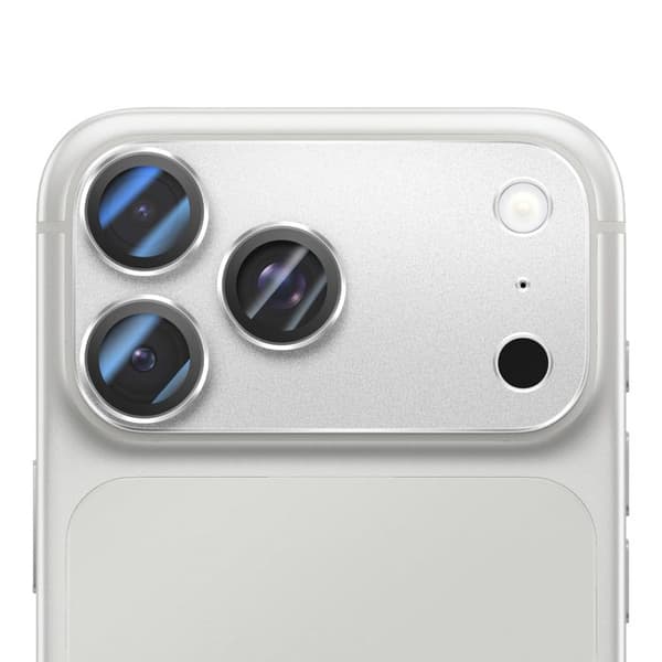 Beskyttelseskamera til iPhone 18 Pro Max i hærdet glas, monobloc design, sølv Grå