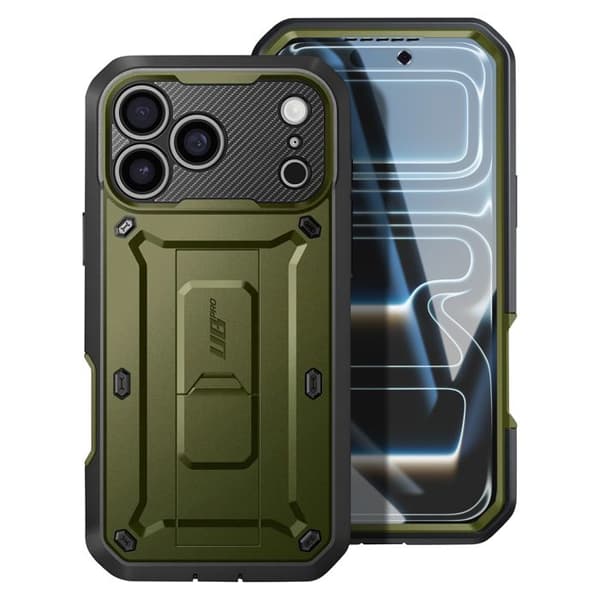 Fuldt dæksel - SUPCASE - iPhone 17 Pro - Fuld beskyttelse - Praktisk kickstand - Kaki Grön