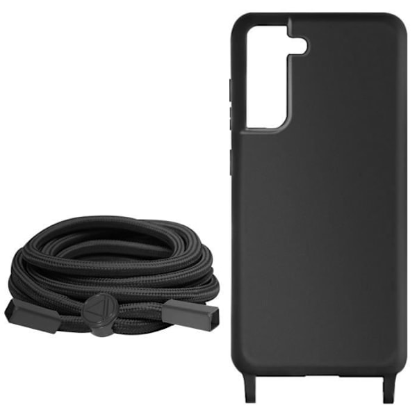 Mobilskal med snöre för smartphone - Corda - Samsung S21 FE - Justerbar rem 80cm - Svart - Semihård Svart
