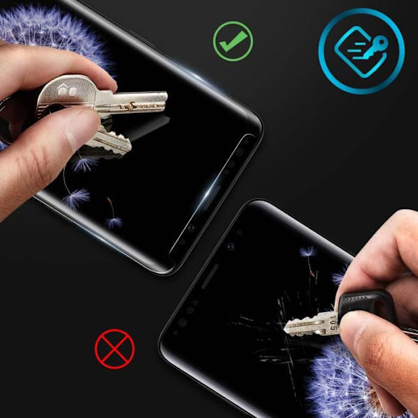 Suojakalvo - AVIZAR - Galaxy S8/S9 - Kaareva kovalasikuvio - Iskunkestävä - Naarmuuntumaton Transparent