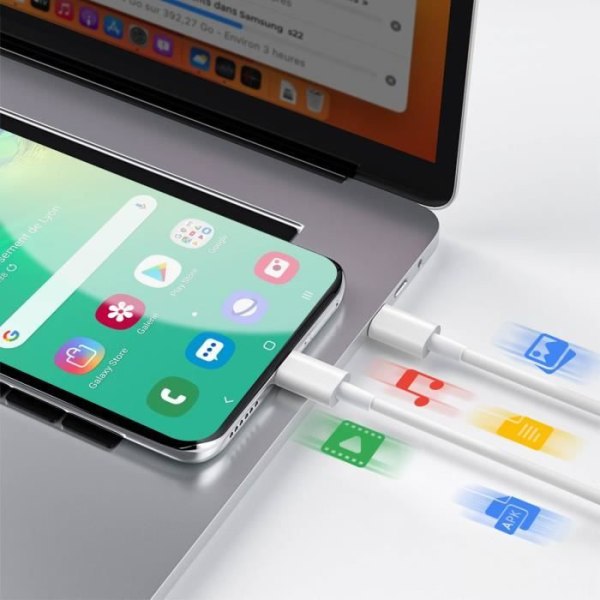 Googlen alkuperäinen USB-C-USB-C-kaapeli, lataus ja synkronointi, valkoinen 1 m