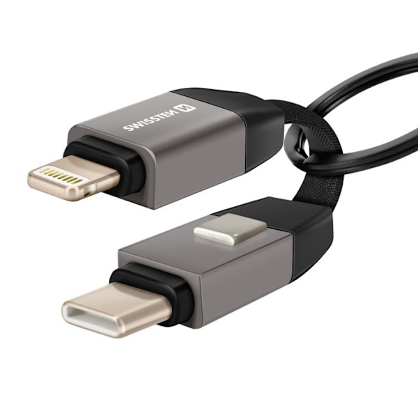 Cobalt Magnetisk iPhone Lightning / USB-C Nyckelring Kompakt 9.7cm Swissten Grå Grå