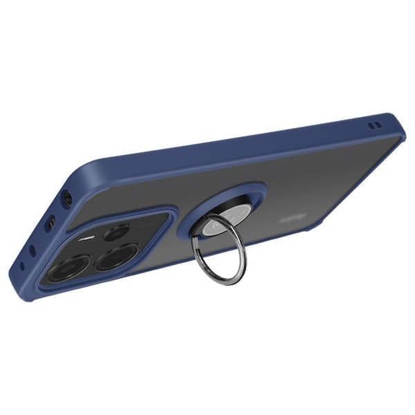 Cover - ADVISER - Xiaomi Note 14 4G - Stødabsorberende - Metalring - Blå Blå