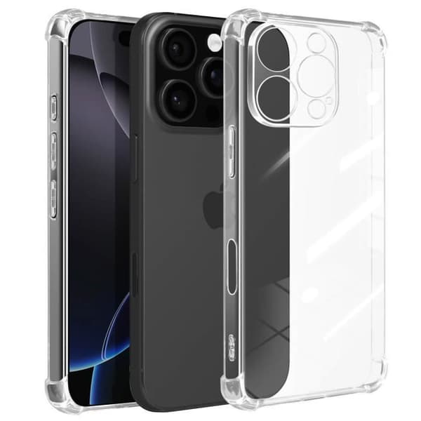 Coque Antichoc - iPhone 16 Pro Max - Transparent - Forstærkede Hjørner - Silikone Gel Transparent