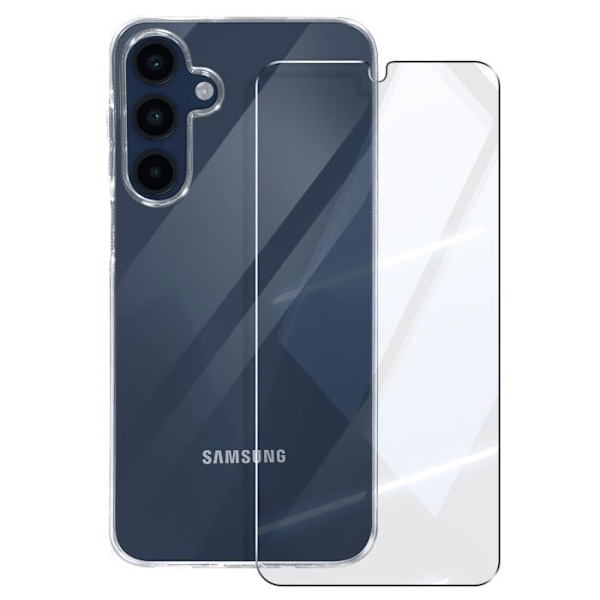 Silikonskal för Samsung Galaxy A16 med Stöttåligt Härdat Glas 3mk Transparent Transparent