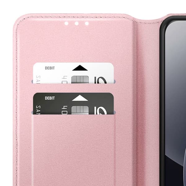 Foliofodral för Redmi Note 15 Pro Plus 5G med kortfack och ställfunktion i roséguld Ros