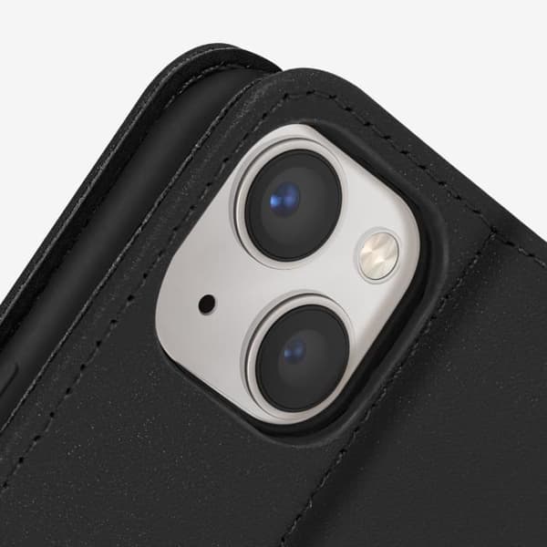 Apple iPhone 13 Mini etui - AVIZAR - Premium læder - Kortholder - Video support funktion - Sort svart