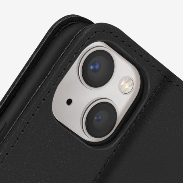 Apple iPhone 13 Mini fodral - AVIZAR - Premium läder - Korthållare - Videostödsfunktion - Svart svart